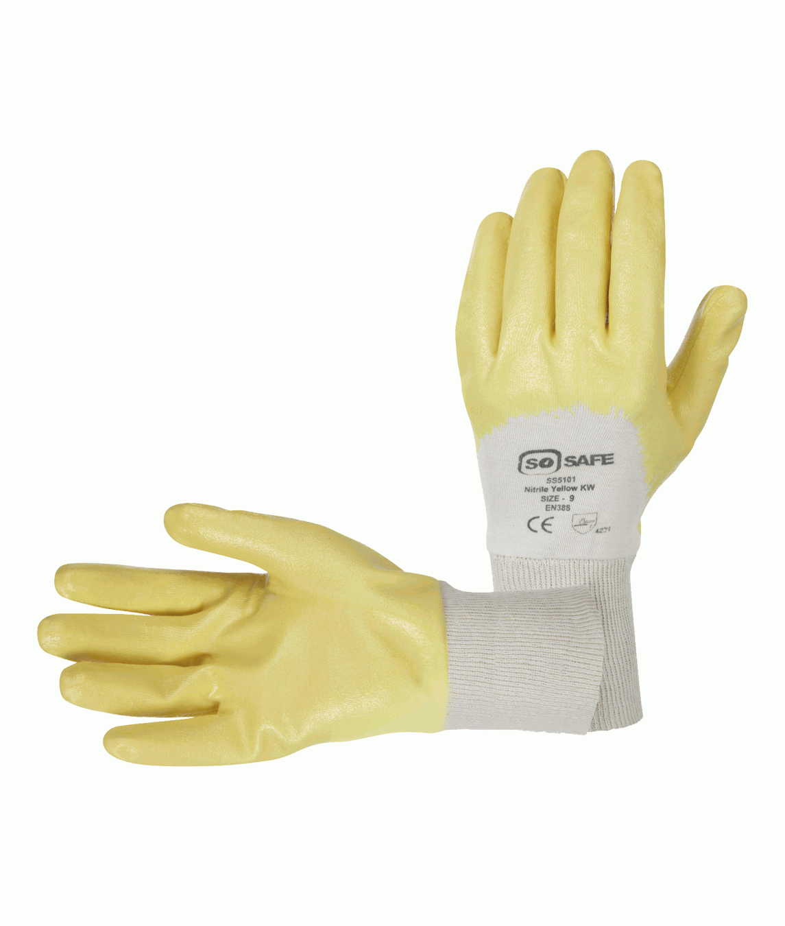 Orbit International Yellow Nitrile: Palm Coated Knit Wrist Glove