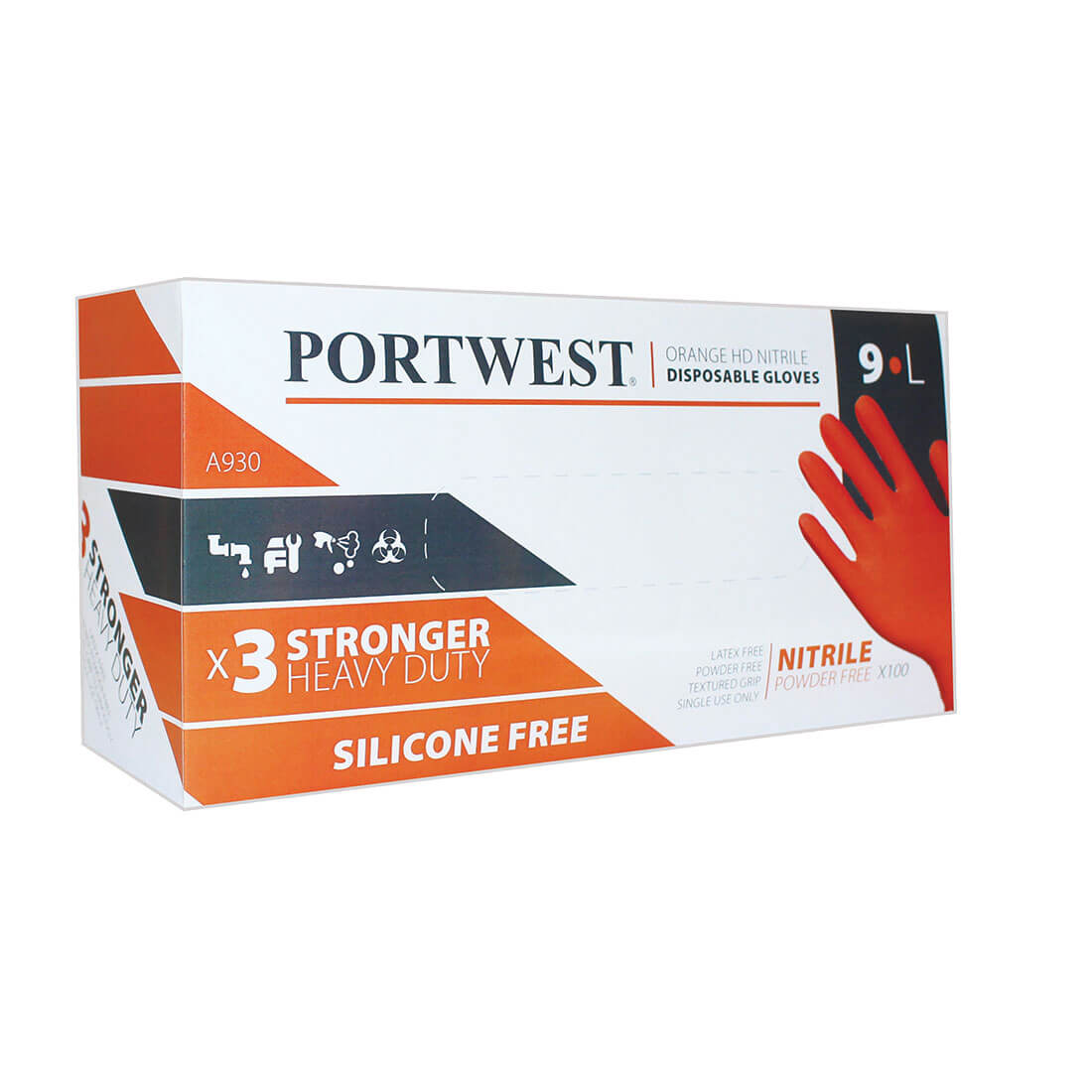 Portwest Orange HD Disposable Glove (Box of 100)