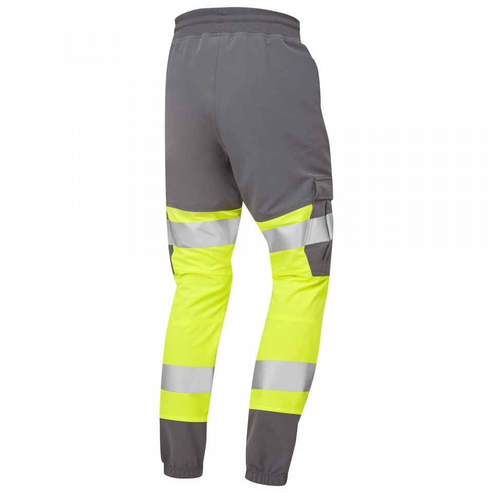 Leo Workwear HAWKRIDGE Leo EcoViz High Performance 4X Stretch Trouser- Hi-Vis Yellow/Grey