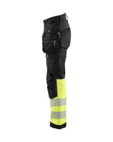 Blaklader Softshell Hi-Vis Trousers Women 7114 #colour_black-hi-vis-yellow