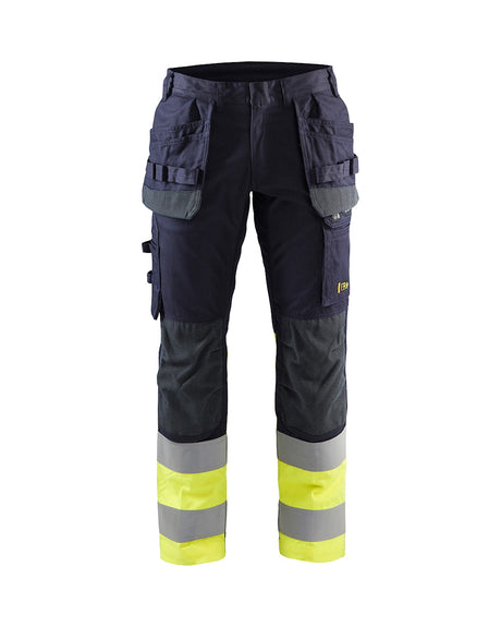 Blaklader Multinorm Inherent Trousers with Stretch 1487 #colour_navy-blue-hi-vis-yellow