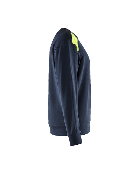 Blaklader Sweatshirt 3580 #colour_dark-navy-hi-vis-yellow