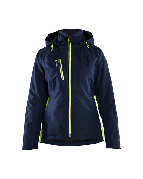 Blaklader Women's Lightweight Lined Functional Jacket 4972 #colour_dark-navy-blue-hi-vis-yellow