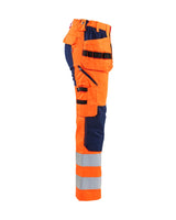 Blaklader Women's Hi-Vis Trousers with Stretch 7163 #colour_orange-navy-blue