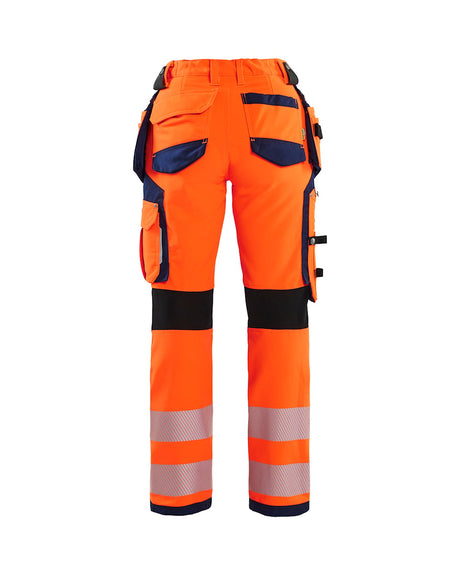 Blaklader Women's 4-Way-Stretch Hi-Vis Trousers 7197 #colour_orange-navy-blue