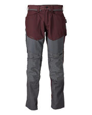 Mascot Customized Trousers with Kneepad Pockets - Bordeaux/Stone Grey