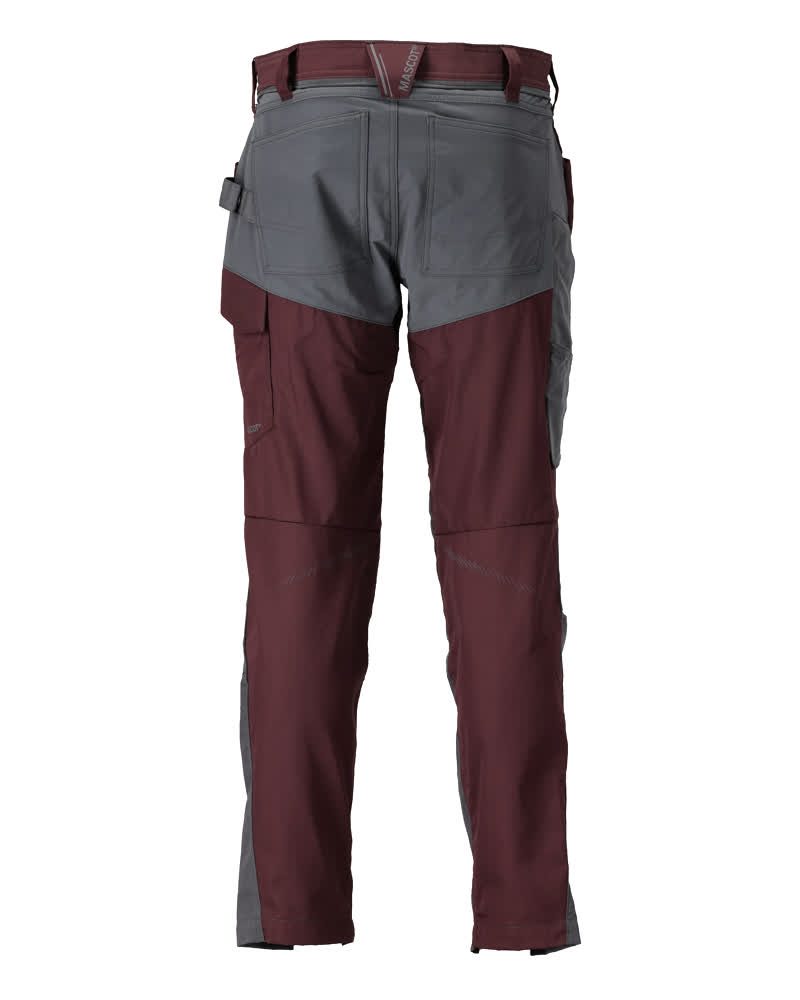 Mascot Customized Trousers with Kneepad Pockets - Bordeaux/Stone Grey