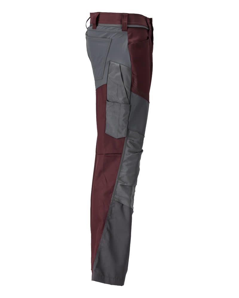 Mascot Customized Trousers with Kneepad Pockets - Bordeaux/Stone Grey
