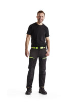 Blaklader Service Trousers with Stretch 1456 #colour_black-hi-vis-yellow