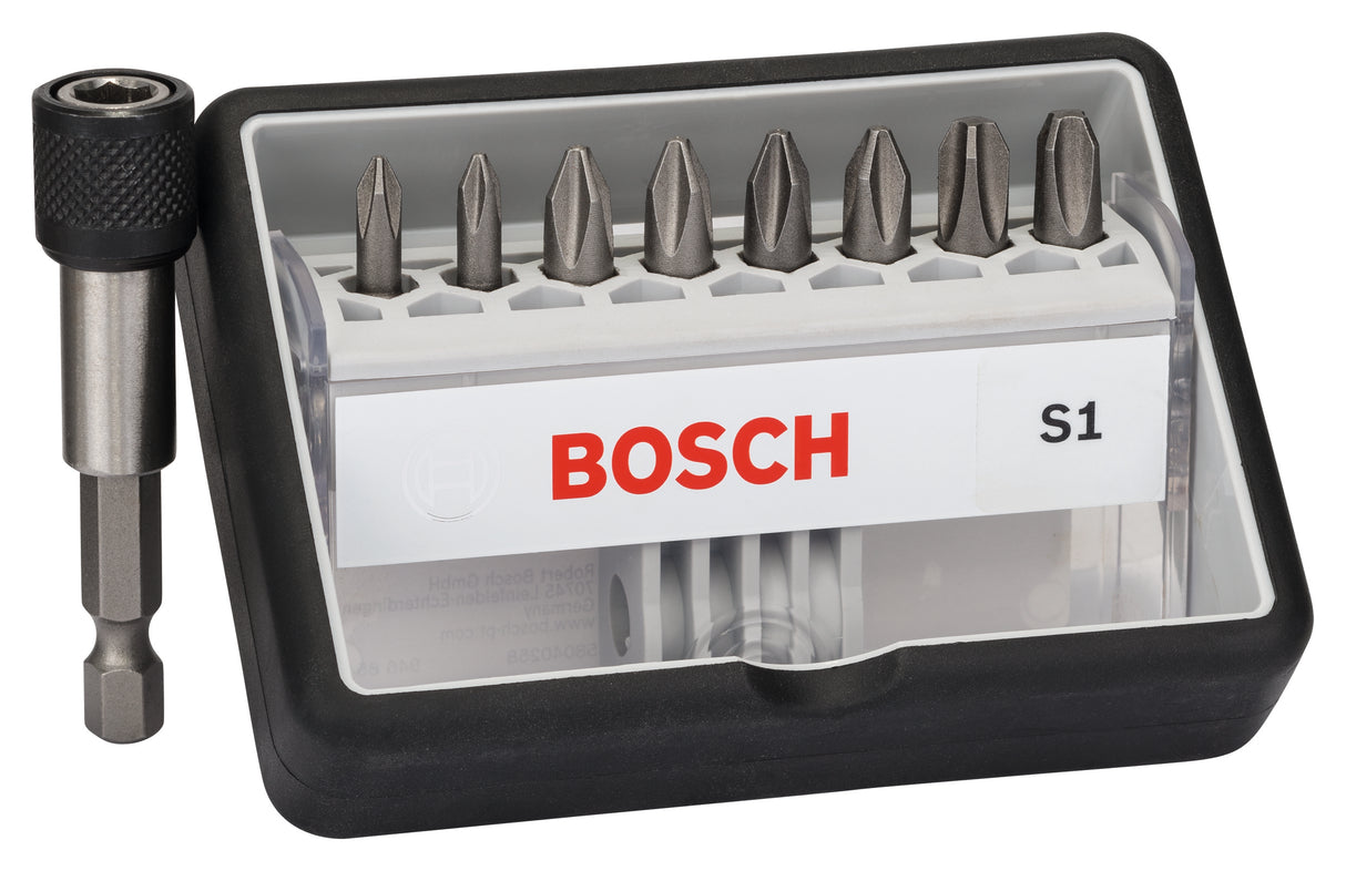 Bosch Professional Robust Line Screwdriver Bit Set S - Extra Hard Version 25mm (8+1 Piece)