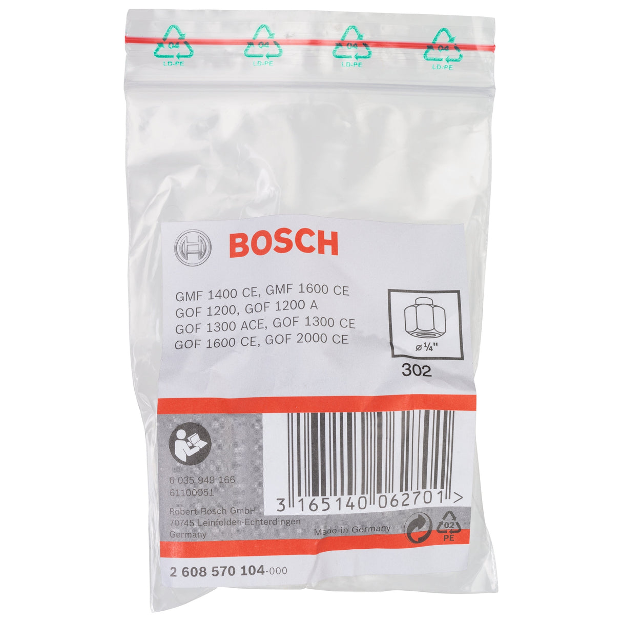 Bosch Professional COLLET AND NUT SET 1/4 inch