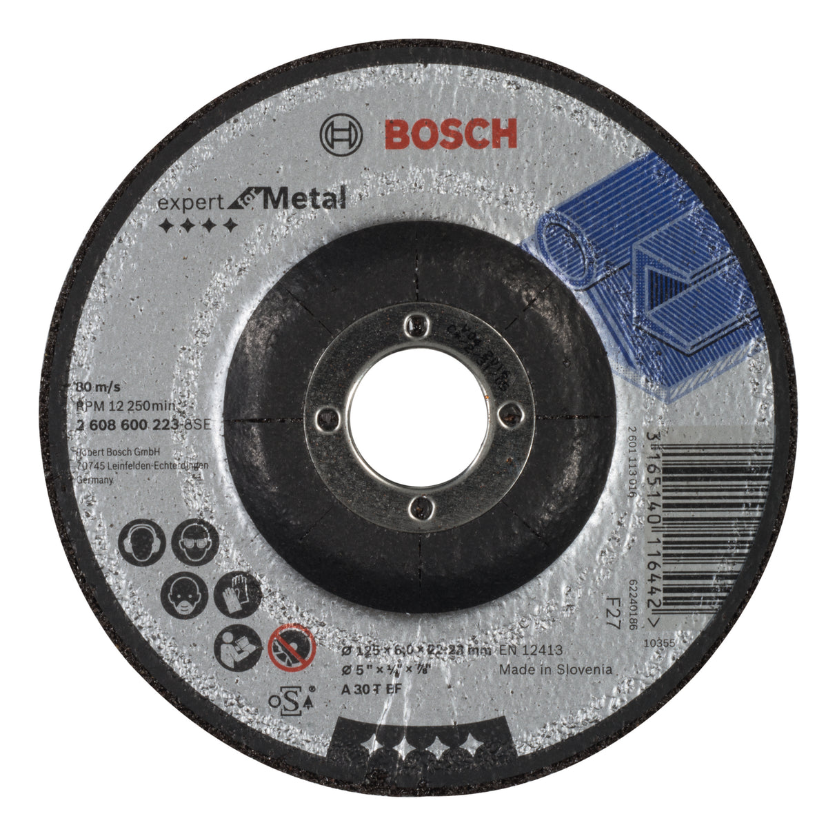 Bosch Professional Expert Metal Grinding Disc with Depressed Centre A 30 T BF, 125mm x 6.0mm