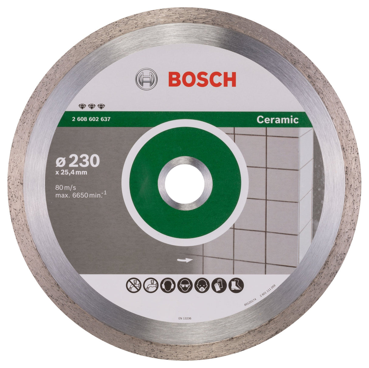 Bosch Professional Diamond Cutting Disc - Best for Ceramic - 230mm x 25.40mm x 2.4mm x 10mm