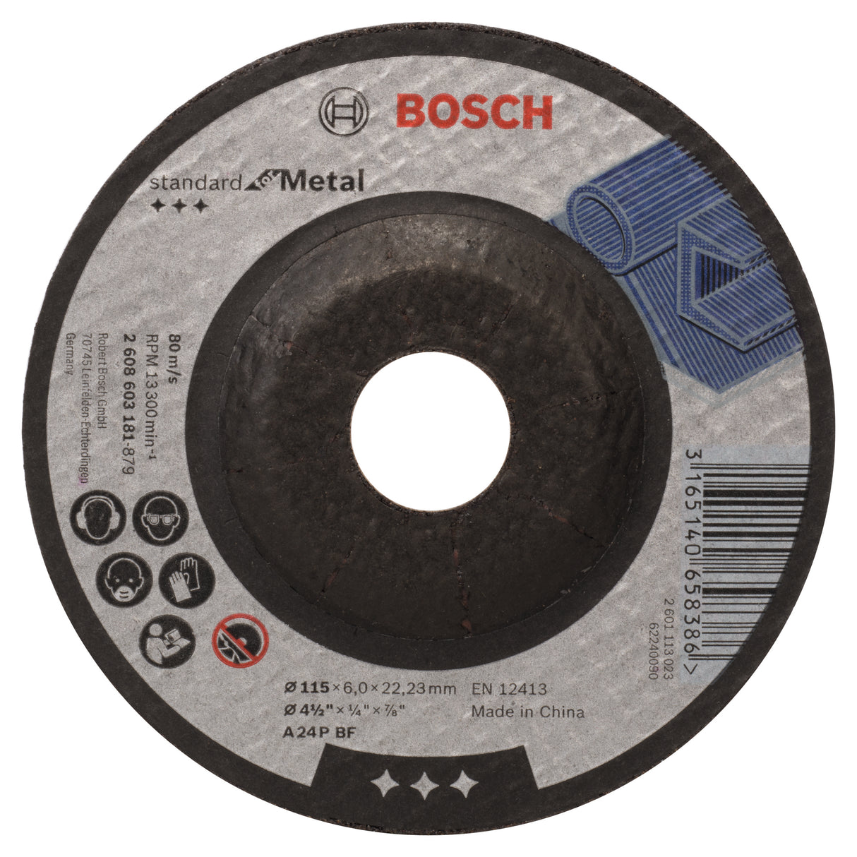 Bosch Professional Metal Grinding Disc with Depressed Centre A 24 P BF - 115mm x 22.23mm x 6.0mm