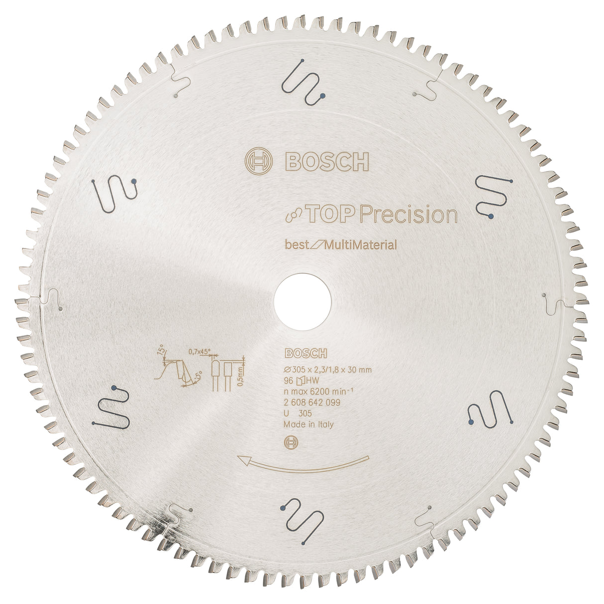 Bosch Professional Top Precision Multi Material Circular Saw Blade - 305 x 30 x 2.3 mm, 96 Teeth