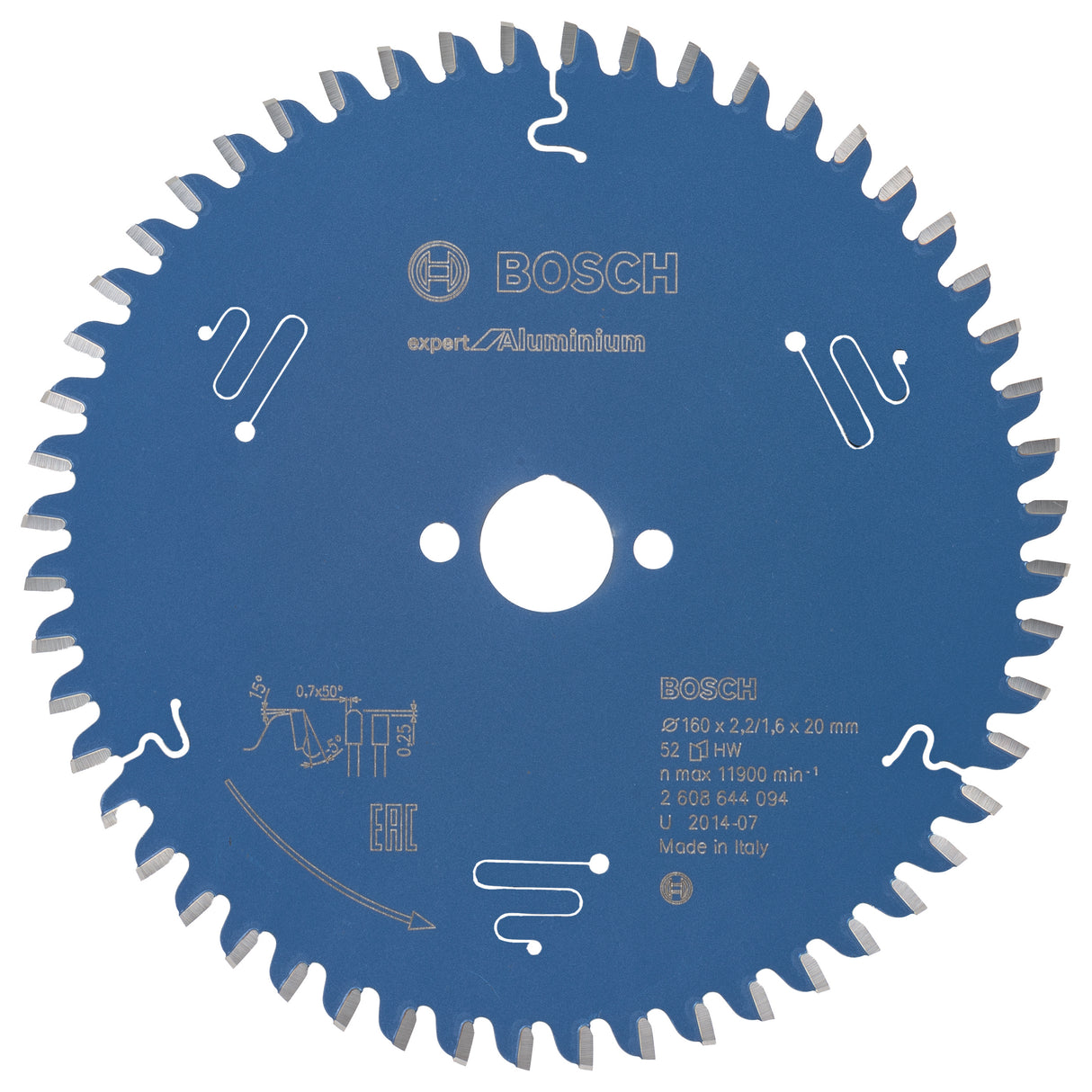 Bosch Professional Circular Saw Blade Expert for Aluminium - 160 x 20 x 2.2 mm, 52 Teeth