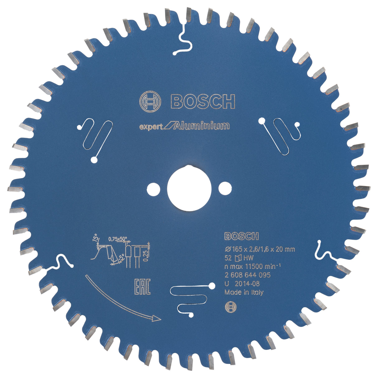 Bosch Professional Circular Saw Blade Expert for Aluminium - 165 x 20 x 2.6mm, 52 Teeth