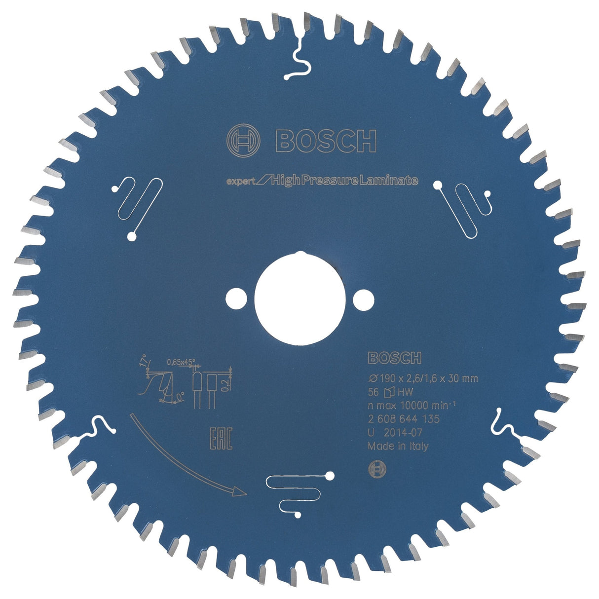 Bosch Professional Expert High Pressure Laminate Circular Saw Blade - 190 x 30 x 2.6 mm, 56 Teeth