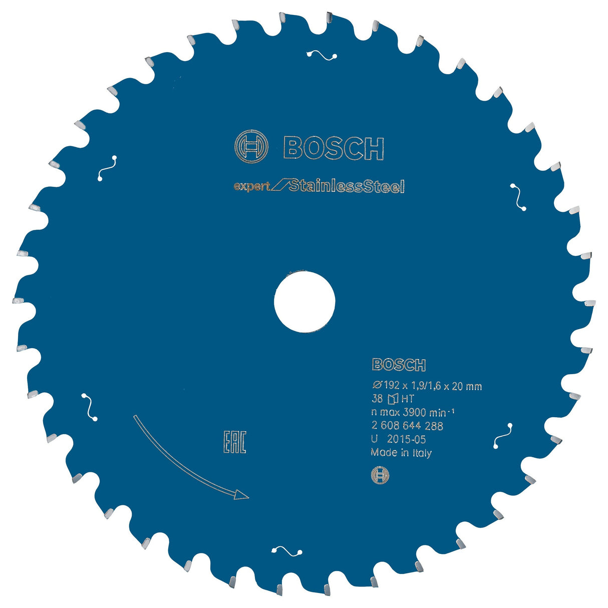 Bosch Professional Circular Saw Blade for Stainless Steel - 192mm x 20mm x 1.9mm x 38 Teeth