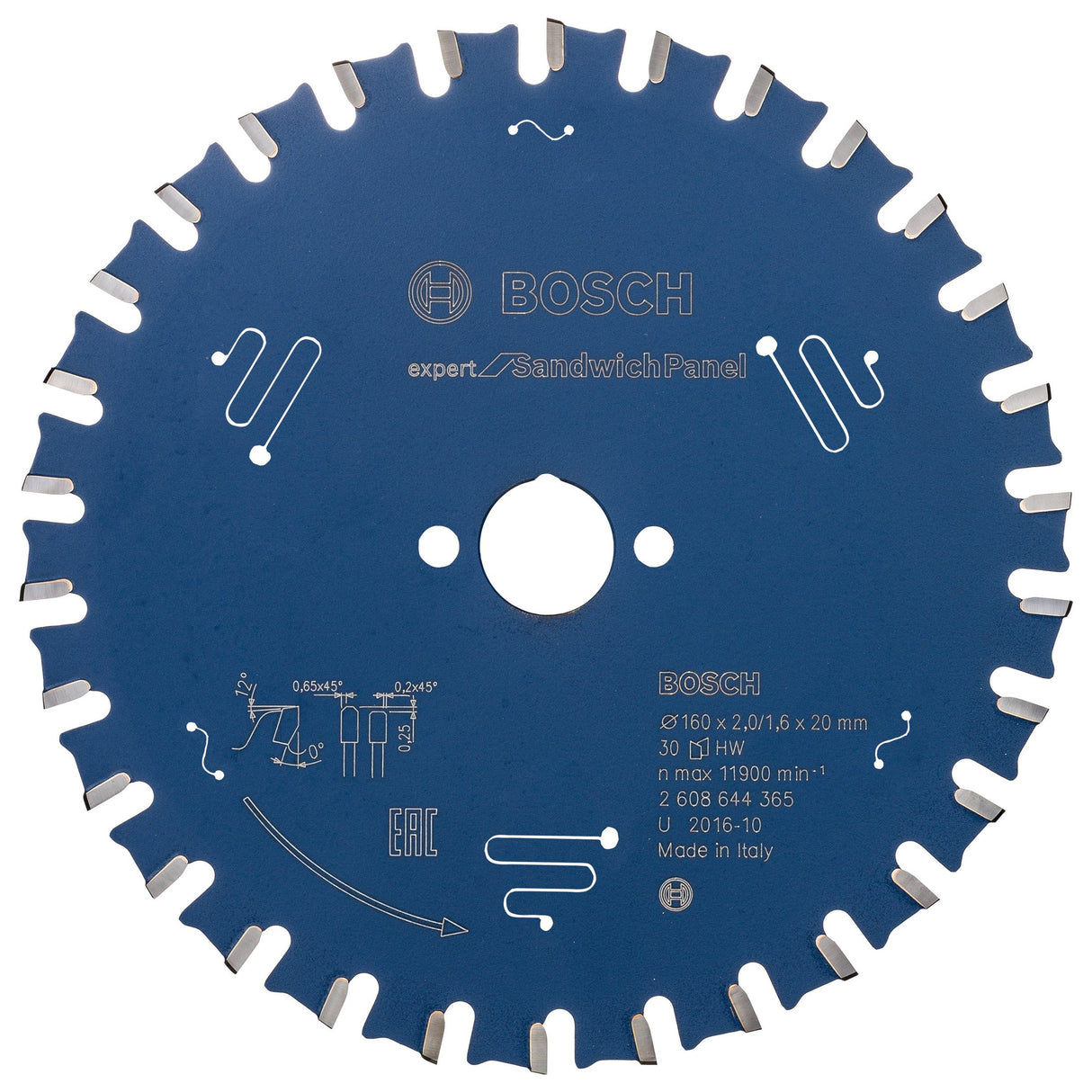 Bosch Professional Expert Circular Saw Blade for Hand Held Saws - Sandwich Panel, 160x20x2x30T