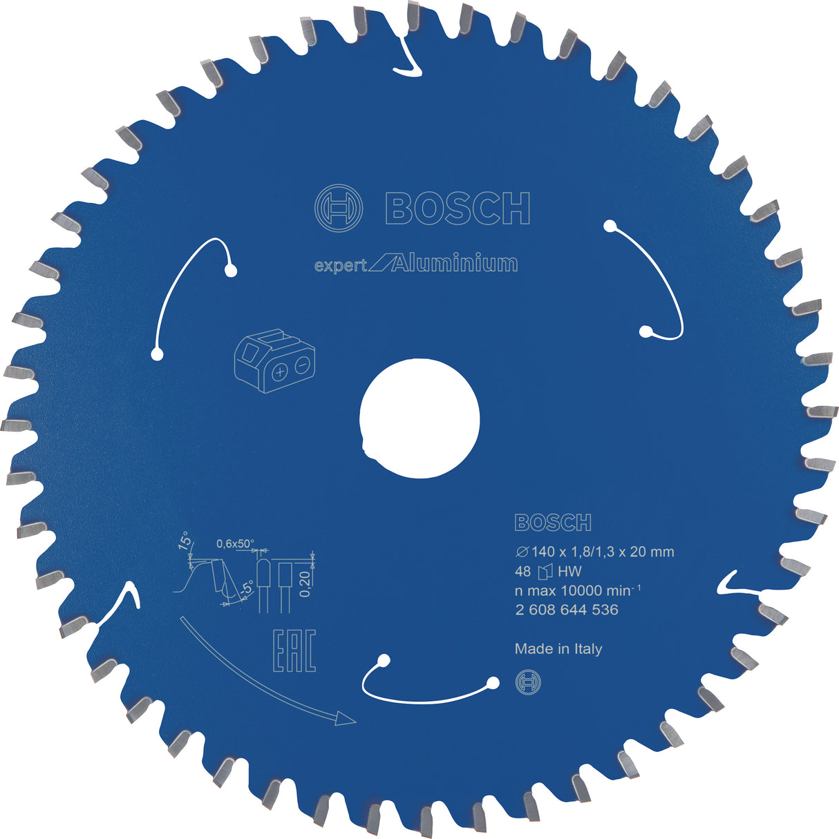 Bosch Professional Expert Aluminium Circular Saw Blade for Cordless Saws - 140x1.8/1.3x20 T48