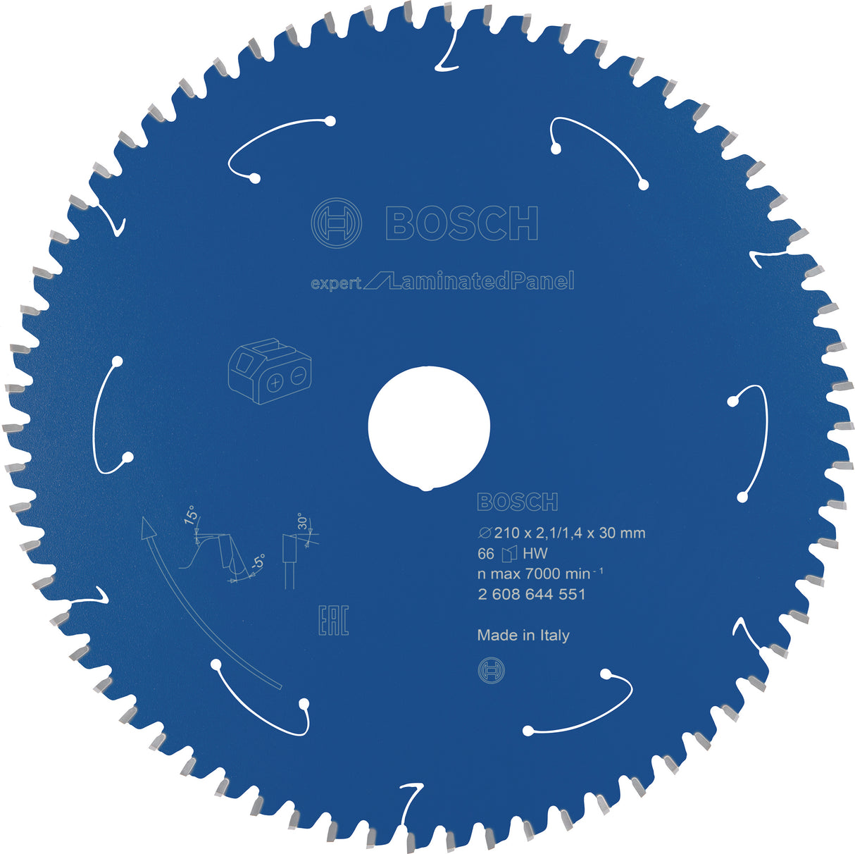 Bosch Professional Expert Circular Saw Blade for Cordless Saws - Laminated Panel, 210x2.1/1.4x30 T66