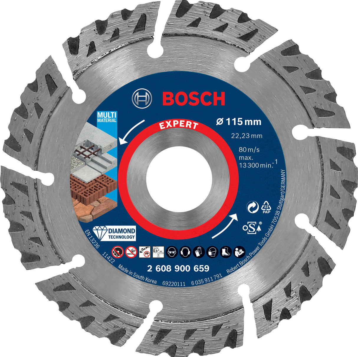 Bosch Professional MultiMaterial Diamond Cutting Disc - 115 x 22.23 x 2.2 x 12 mm