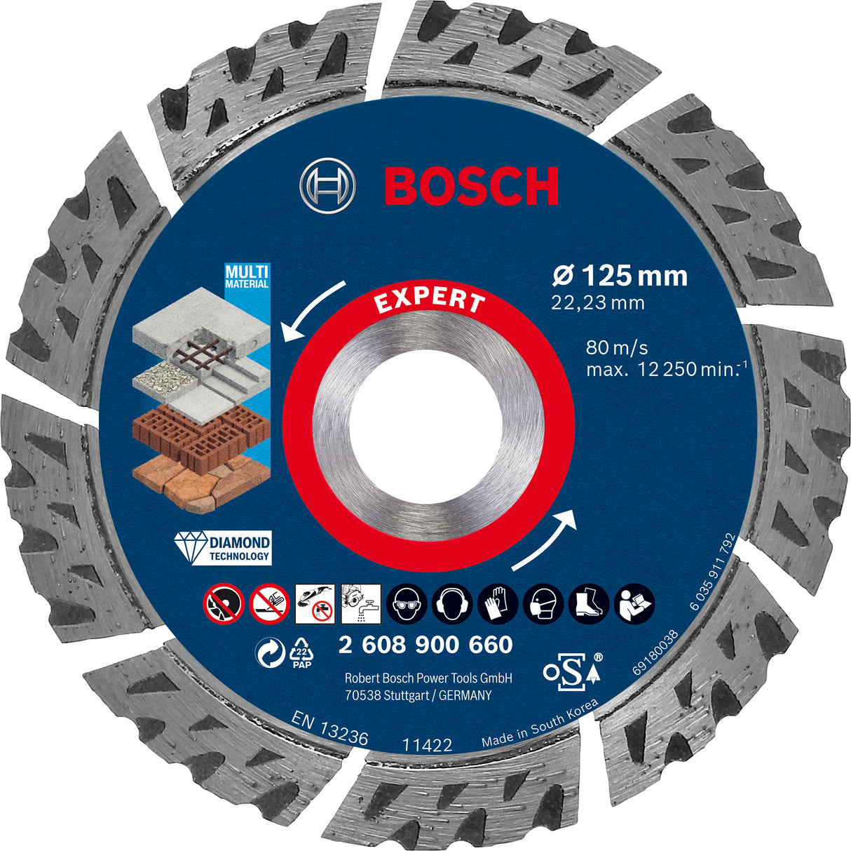 Bosch Professional MultiMaterial Diamond Cutting Disc - 125 x 22.23 x 2.2 x 12 mm