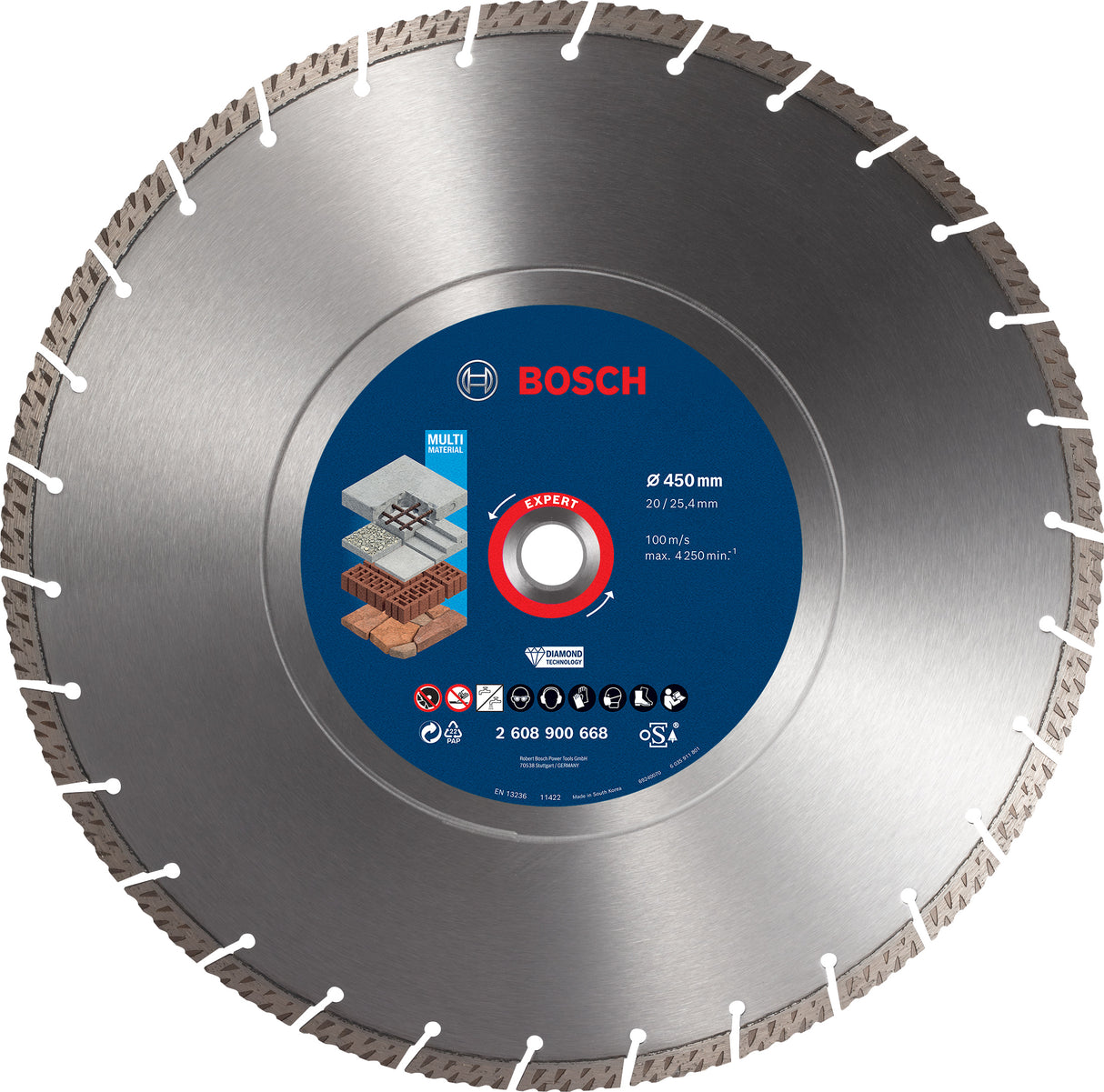 Bosch Professional MultiMaterial Diamond Cutting Disc - 450 x 25.40 x 3.3 x 12 mm