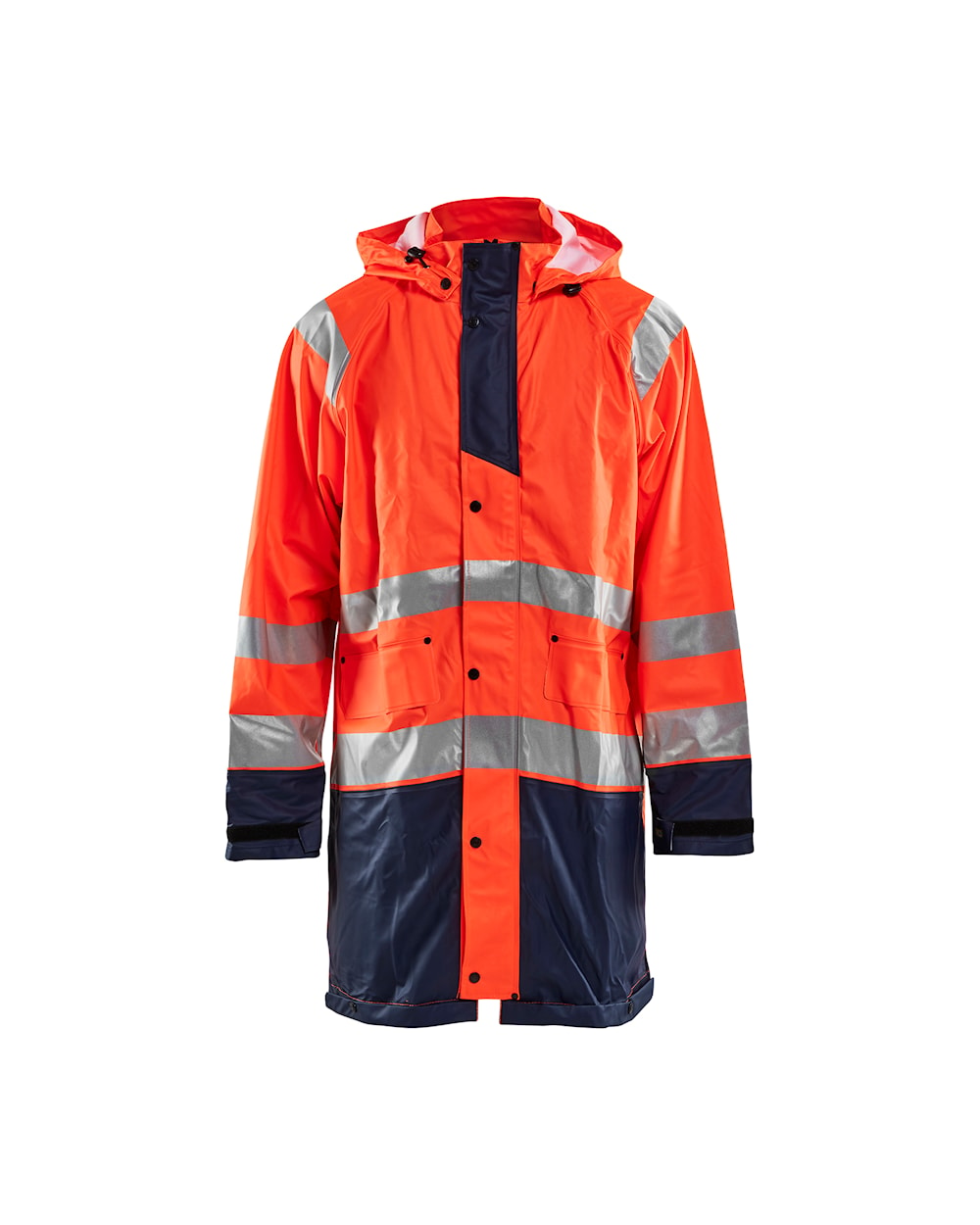 Blaklader Rain Jacket Hi-Vis Level 1 4324 #colour_orange-navy-blue