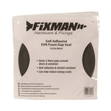 Fixman Self-Adhesive Eva Foam Gap Seal - 3 - 8mm / 10.5m Black