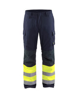 Blaklader Multinorm Winter Trousers 1869 #colour_navy-blue-hi-vis-yellow