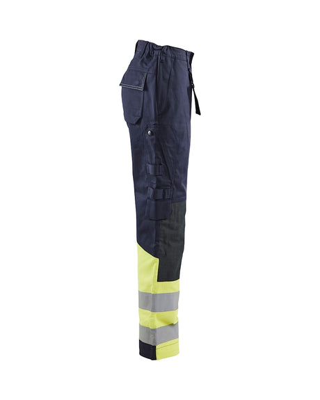 Blaklader Trousers Multinorm Women 7181 #colour_navy-blue-hi-vis-yellow