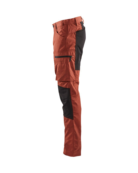 Blaklader Service Trousers with Stretch 14591845 #colour_burned-red-black