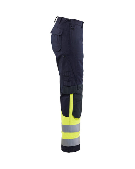 Blaklader Women's Multinorm Inherent Trousers 7188 #colour_navy-blue-hi-vis-yellow