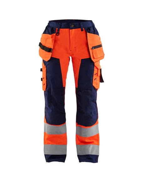 Blaklader Women's Hi-Vis Trousers 7156 #colour_orange-navy-blue