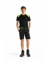 Blaklader Industry Shorts Stretch 1446 #colour_black-hi-vis-yellow