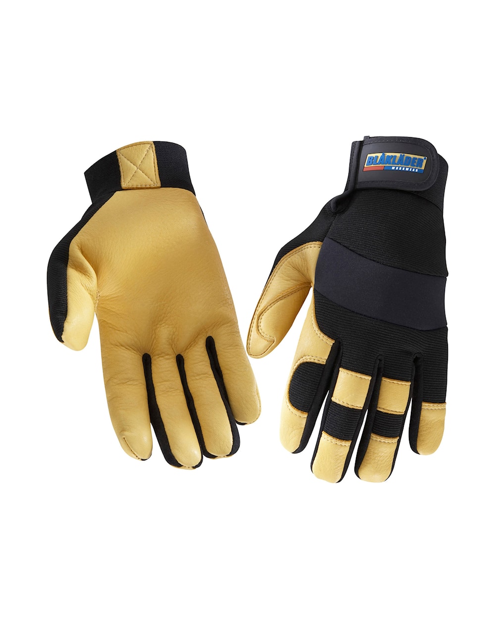 Blaklader Work Gloves Lined Leather, 2239 #colour_black-hi-vis-yellow