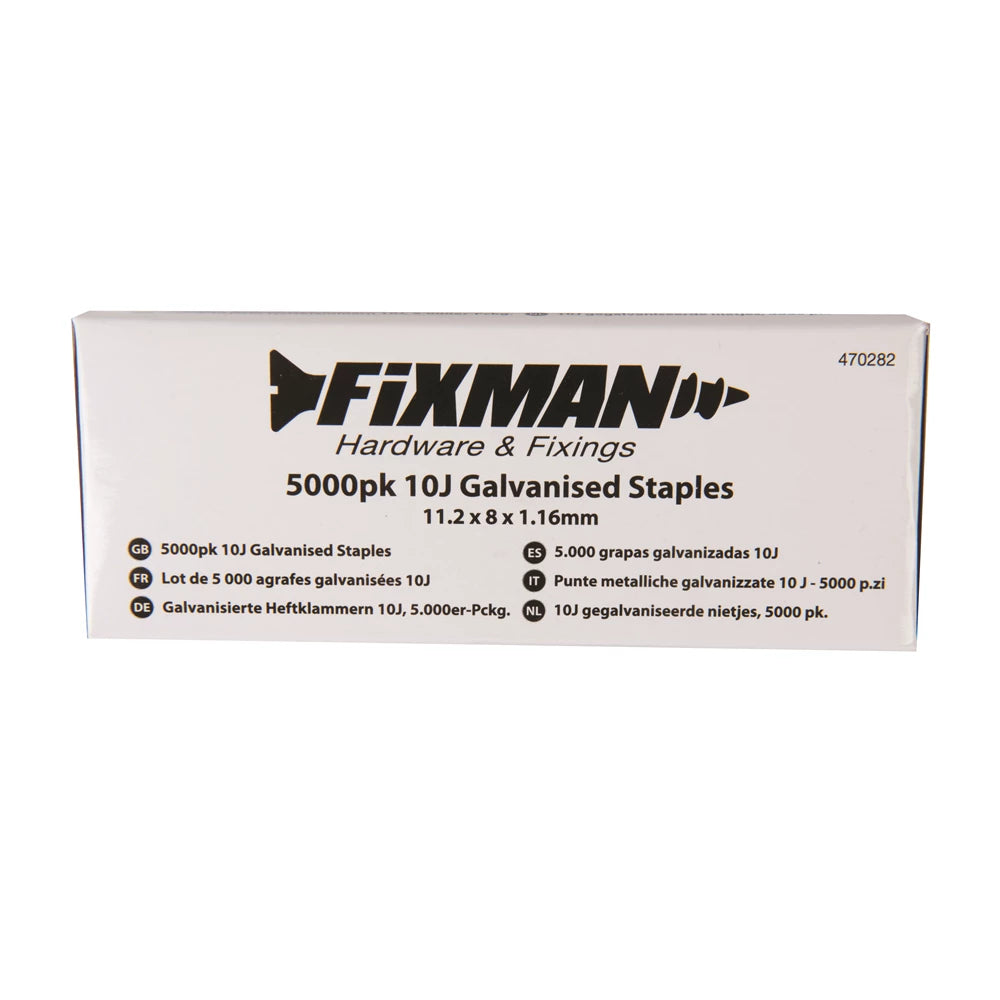 Fixman 10J Galvanised Staples 5000Pk