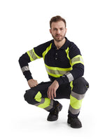 Blaklader Multinorm Inherent Trousers with Stretch 1487 #colour_navy-blue-hi-vis-yellow