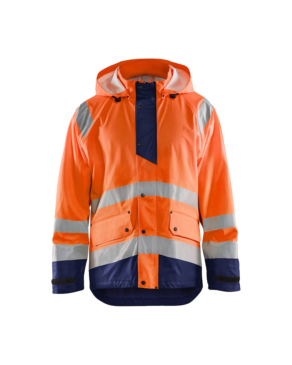 Blaklader Rain Jacket Hi-Vis Level 1 4323 #colour_orange-navy-blue