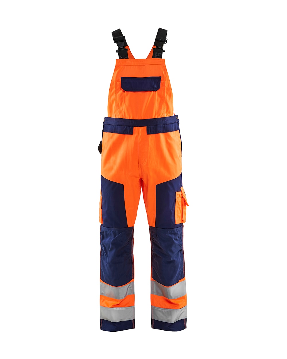 Blaklader Hi-Vis Bib Trousers 2660 - Orange/Navy Blue