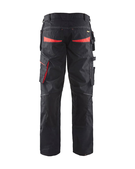 Blaklader Service Trousers with Stretch And Nail Pockets 1496 #colour_black-red