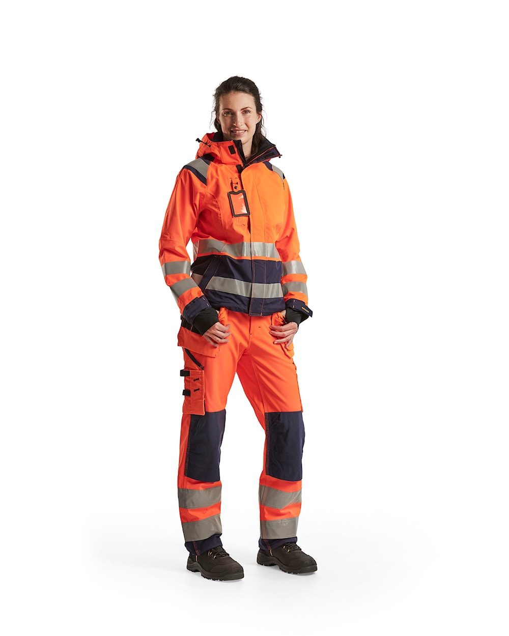 Blaklader Women's Hi-Vis Shell Jacket 4904 #colour_orange-navy-blue