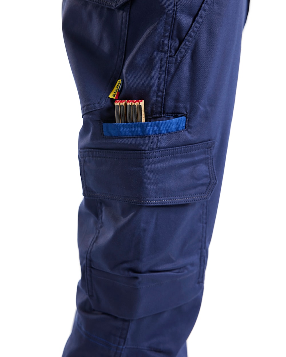 Blaklader Industry Trousers Stretch with Knee Pad Pockets 1448 #colour_navy-blue-cornflower-blue