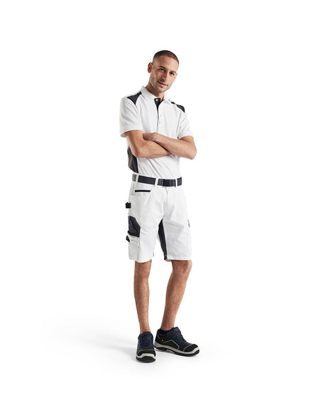 Blaklader Painter's Shorts with Stretch 1094 #colour_white-dark-grey