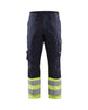 Blaklader Trousers Inherent Steel 1705 #colour_navy-blue-hi-vis-yellow