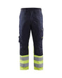 Blaklader Trousers Inherent Steel 1705 #colour_navy-blue-hi-vis-yellow