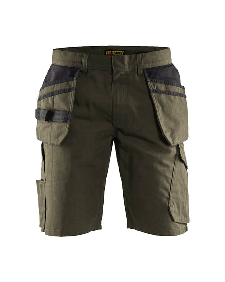 Blaklader Service Shorts with Nailpockets 1494 #colour_dark-olive-green-black