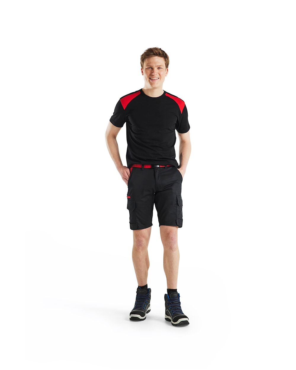 Blaklader Industry Shorts Stretch 1446 #colour_black-red